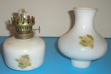 White milk glass kerosene lamp made in Hong Kong