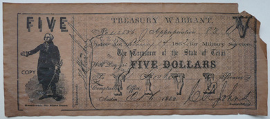 Reproduction Texas Treasury Warrant