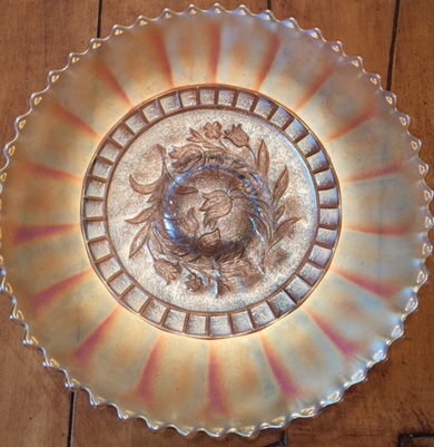 Diamond Glass Windflower carnival glass plate