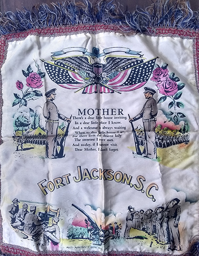 WWII sourvenir silk pillow cover